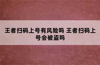 王者扫码上号有风险吗 王者扫码上号会被盗吗